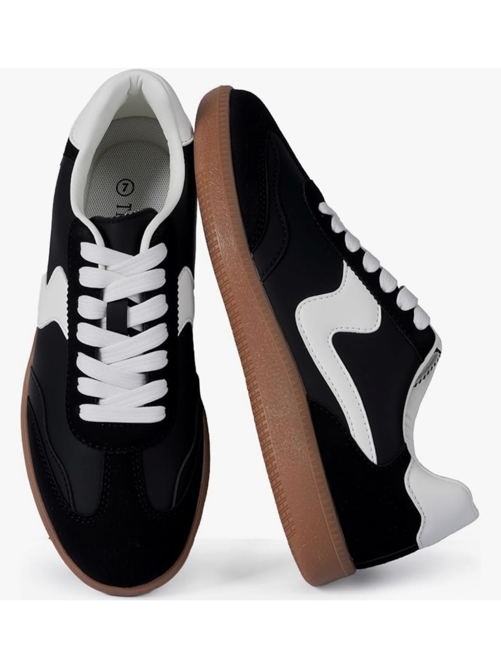 Tigeridea Women’s Retro Gum Sole Sneakers Black White Size 8 NIB
